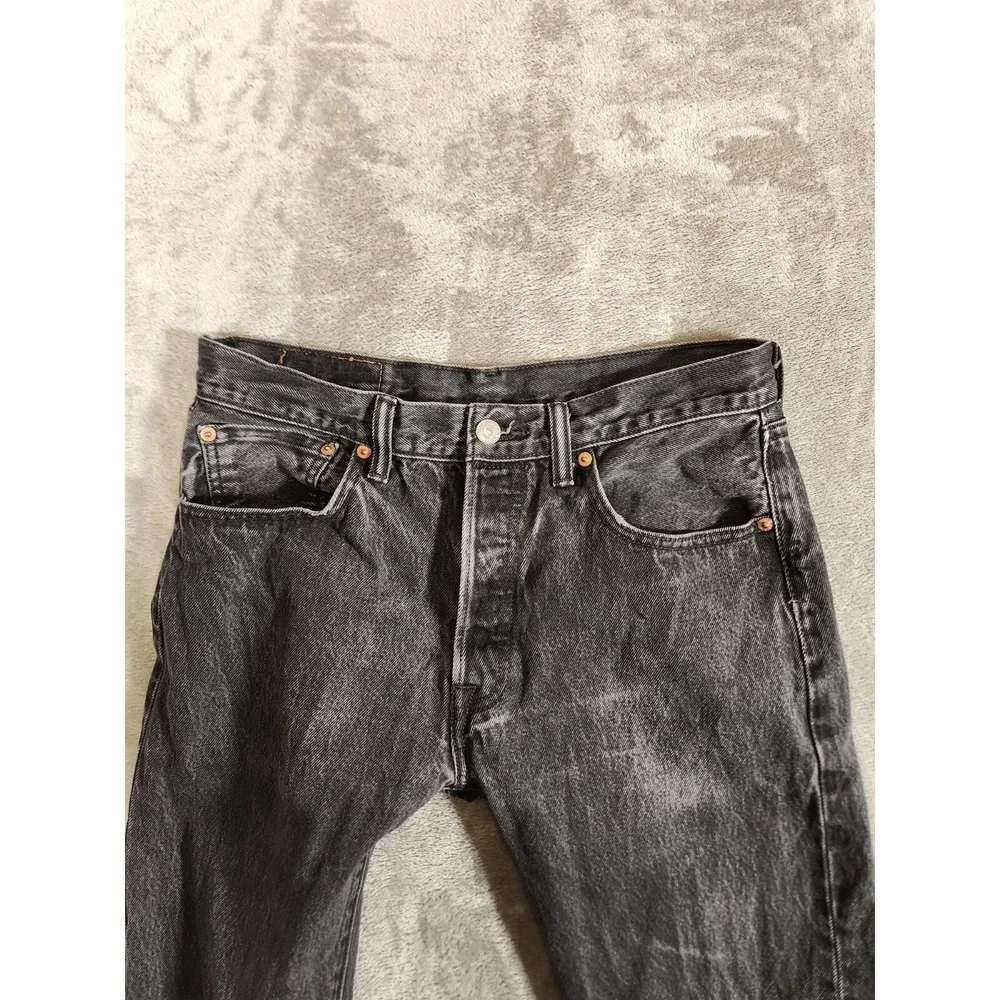 Levi's 501 Jeans Men's‎ 30X29 (Tag 32X30) Black Straight Baggie Button Fly